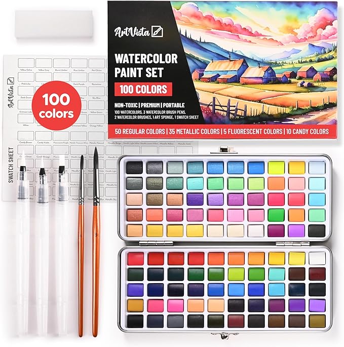 Watercolor Paint Set with 100 Bright Colors: by Unknown