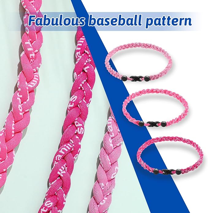 Junkin Baseball Necklaces Three Braided Rope Titanium Necklace for Fans Team Gifts Boys Men Player Softball Sports