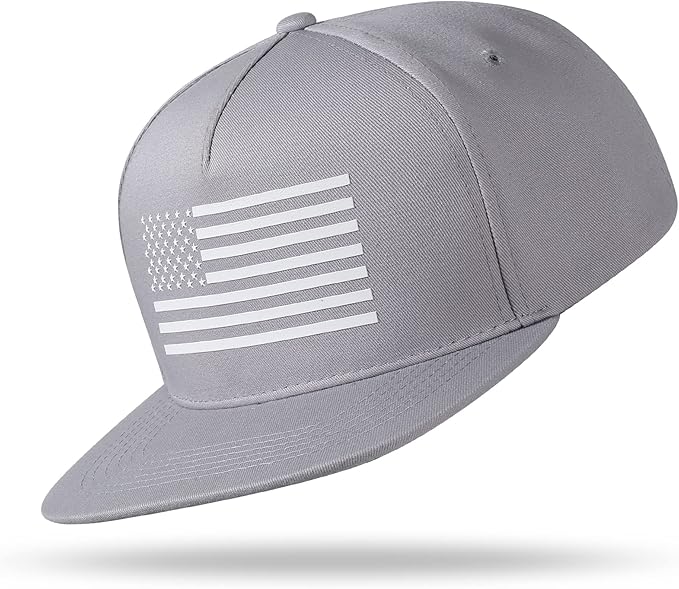 UALON Baseball Cap, Snapback Trucker Hat for Men & Women with American Flag and Adjustable, Breathable Mesh, Flat Bill Hats