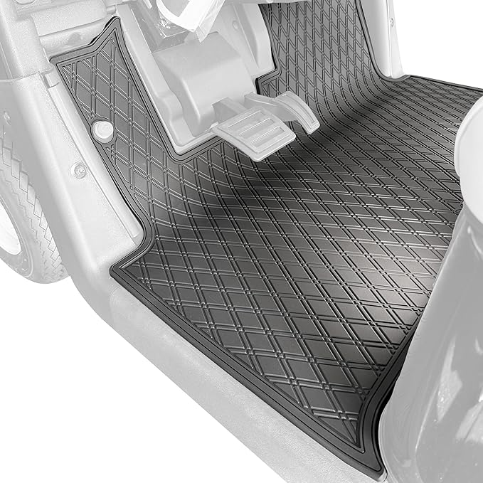 Xtreme MATS Rubber Floor Mat Liner for Golf Carts - Fits E-Z-GO 2022.5-2023.5 RXV/Valor Models with Hanging Pedals Including RXV Elite, RXV Freedom, Valor - Diamond Design Flooring Cover (All Black)