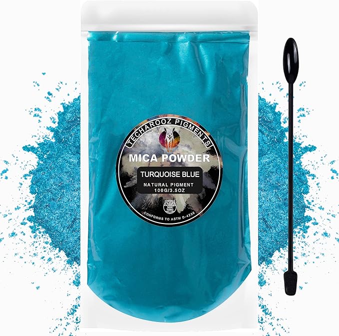 Turquoise Blue Mica Powder for Epoxy Resin 100g / 3.5oz. Sealed Bag Techarooz 2 by TECHAROOZ