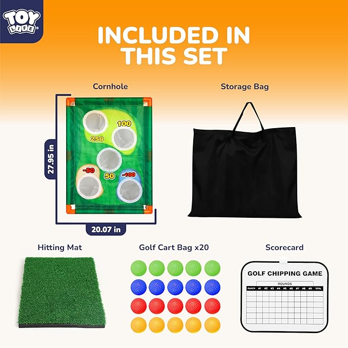 TOY Life Golf Cornhole Game Golf Corn Hole Set Chipping Golf Game Adults Kids Backyard Golf Game Golf Yard Corn Hole Game Golf Training Equipment Chipping Outdoor Indoor Golf (NO Club Included)