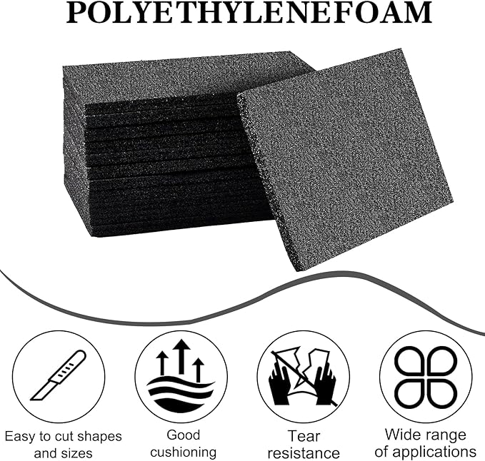 15 Pcs 12" x 8" x 0.5" Polyethylene Foam Thick Foam Sheet Firm Black Foam - Image 4