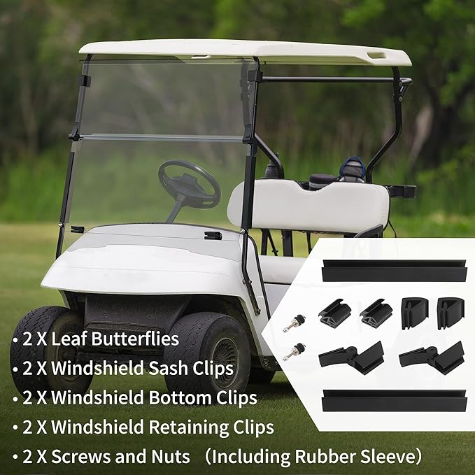 10L0L Golf Cart Windshield Compatible with EZGO TXT Windshield, Foldable & UV Protection Fit (1995-2013) EZGO TXT and Medalist Golf Cart Models- Tinted & Clear