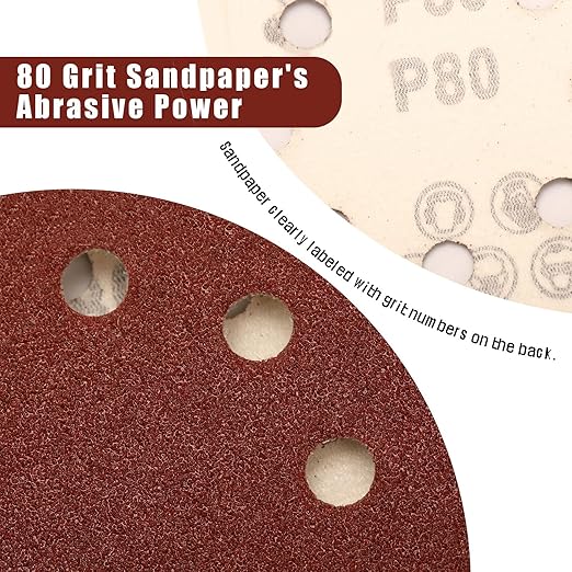 80 Grit 5 Inch Sanding Discs Hook and Loop Sandpaper - Image 2