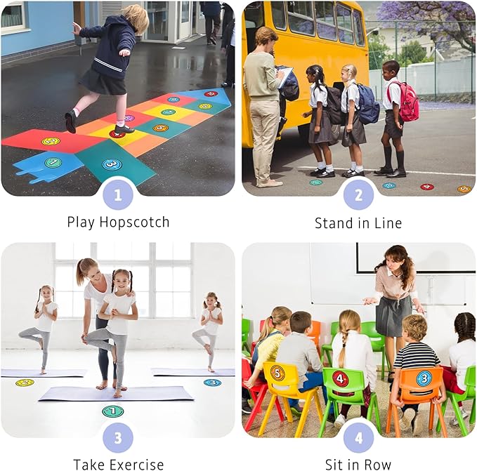40PCS Line Up Spots for Classroom Floor, 6” Floor Numbers Stickers for Back to - Image 4