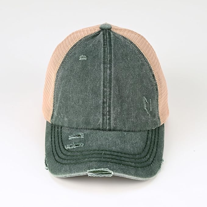 C.C Ponycap Messy High Bun Ponytail Adjustable Glitter Mesh Trucker Baseball Cap