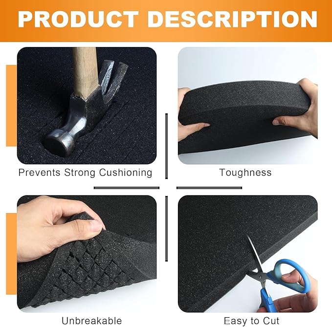 Eunice 4Pcs 16 x 12 x 0.4 Inch Polyurethane Foam Sheets & 4Pcs 16 x 12 x 0.8 - Image 3
