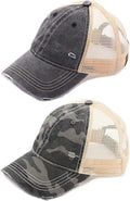 Funky Junque Trucker Hat for Women – Distressed Low Profile Western Camo Baseball Cap with Mesh, Trendy and Adjustable Fit