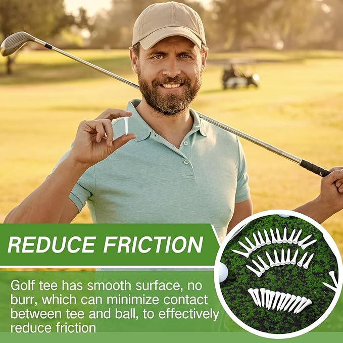 Mudder 2000 Pcs Bamboo Golf Tees Bulk Professional Golf Tees Reduce Friction Side Spin for Club Men Women Kids Accessories