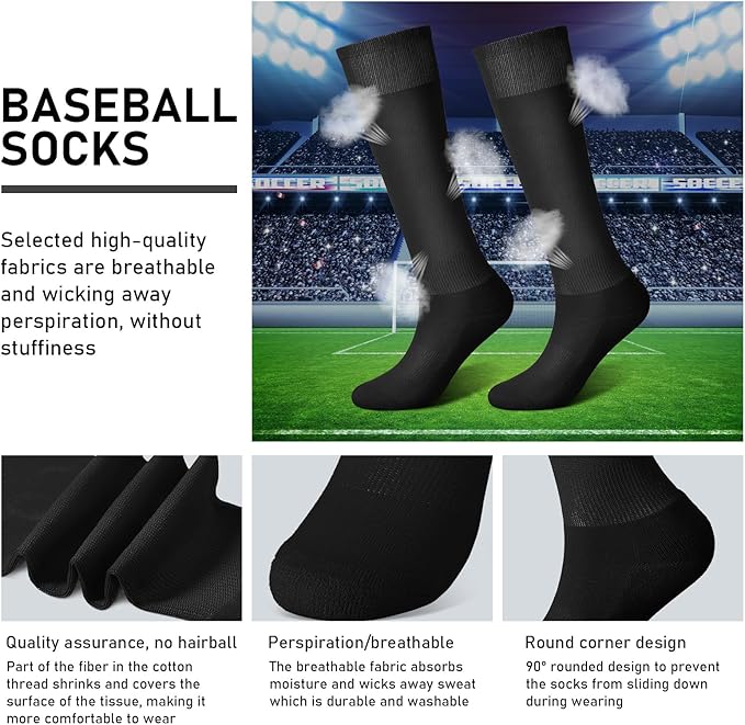 Zhanmai Baseball Belt and Socks Combo, Adjustable Elastic Belt and Softball Socks, Multiple Sizes for Youth Boys Girls, Adult