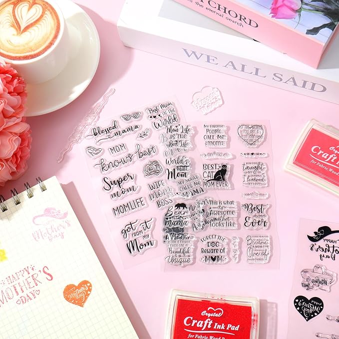 Whaline 4 Sheets Mother's Day Clear Stamps Greeting Words Silicone Transparent - Image 7