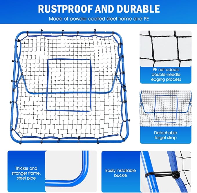Volleyball Baseball Rebounder Net, Softball Rebounder Pitchback Net Quick Adjustments, Quick Adjustments Lacrosse Bounce Back Practice Equipment, Ideal for Outdoor Indoor and Backyard Training