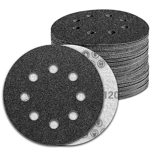 100 Pcs 5 inch Wet Dry Sanding Discs Grit 120 Hook and Loop 8 Hole Silicon by Pukamam