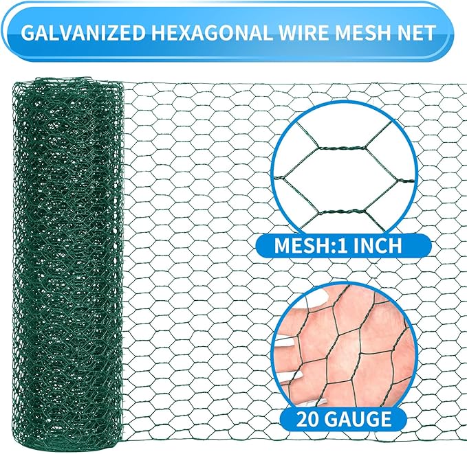 48'' x 150' Green Chicken Wire Fencing, 1 inch Chicken Wire and 20 Gauge - Image 5