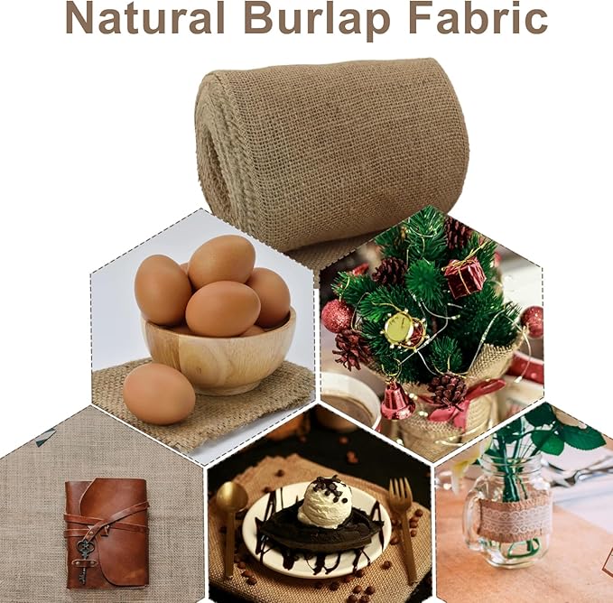 8" Wide Natural Burlap Fabric Roll - Image 7