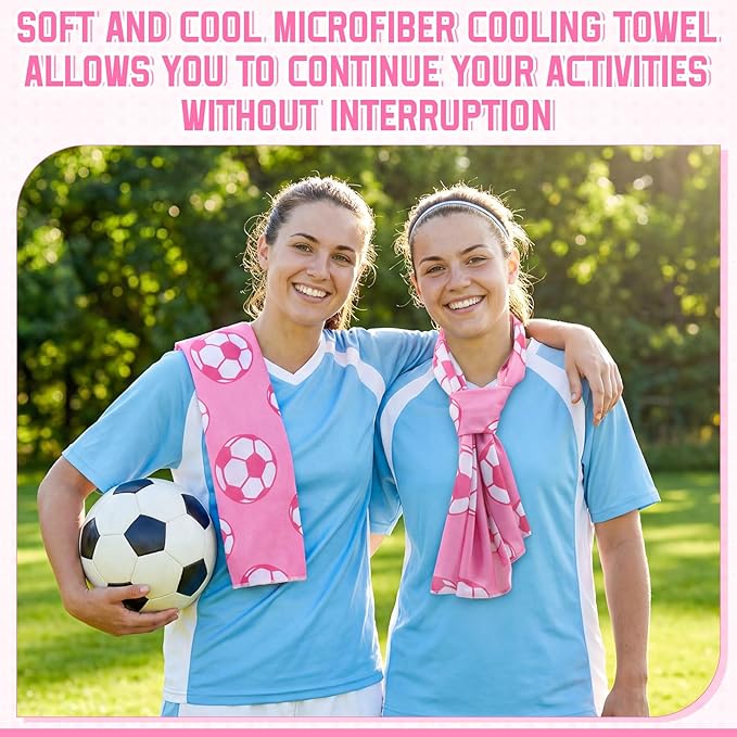 FuWeave 12 Pcs Sports Cooling Towels 40 x 12 Inch Baseball Basketball Softball Breathable Soccer Football Volleyball Microfiber Ice Towel Fast Drying for Party Favors Team Gift(Soccer)