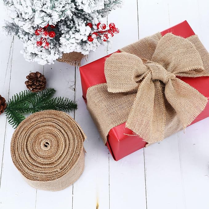 20 Yard 4 Inches Burlap Ribbon Wide Jute Ribbon Natural Burlap Fabric Roll - Image 4