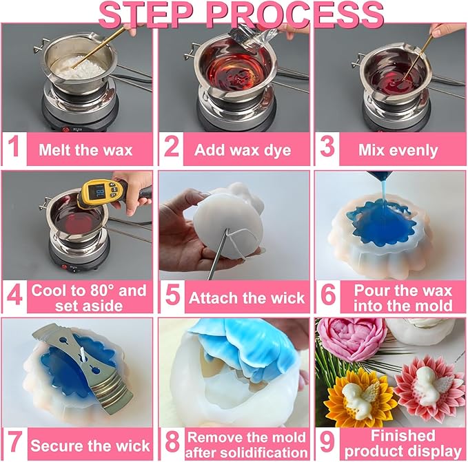JDH 2PCS Flower Candle Molds, Heart Rose Candle Mold, 3D Angel Baby in - Image 3
