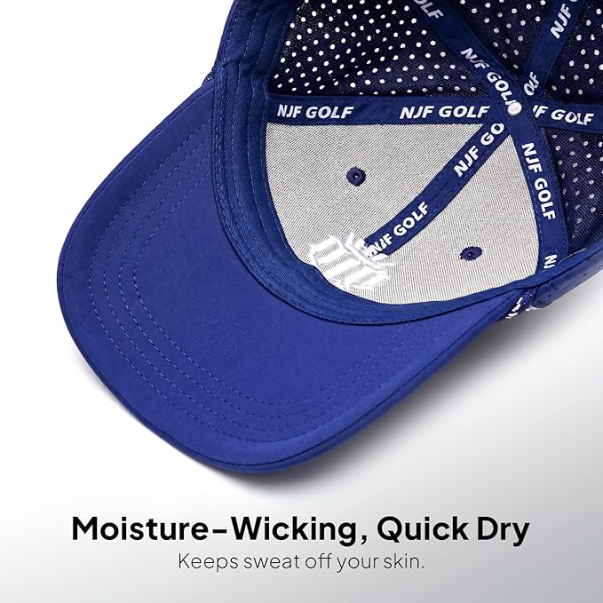 NJF Golf Hat Men - Breathable Mens Golf Hats, Adjustable Rope Hook and Loop Style Cap, Convenient Cap with Tee Holder