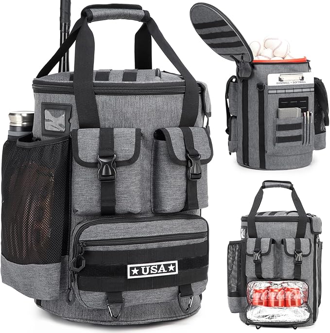 Baseball Bucket Bag - Baseball Coaching Accessories Organizer, Softball Bucket Bag with Insulation Pocket, Anti-Slip Bottom for Bat, Gloves, Scoreboards