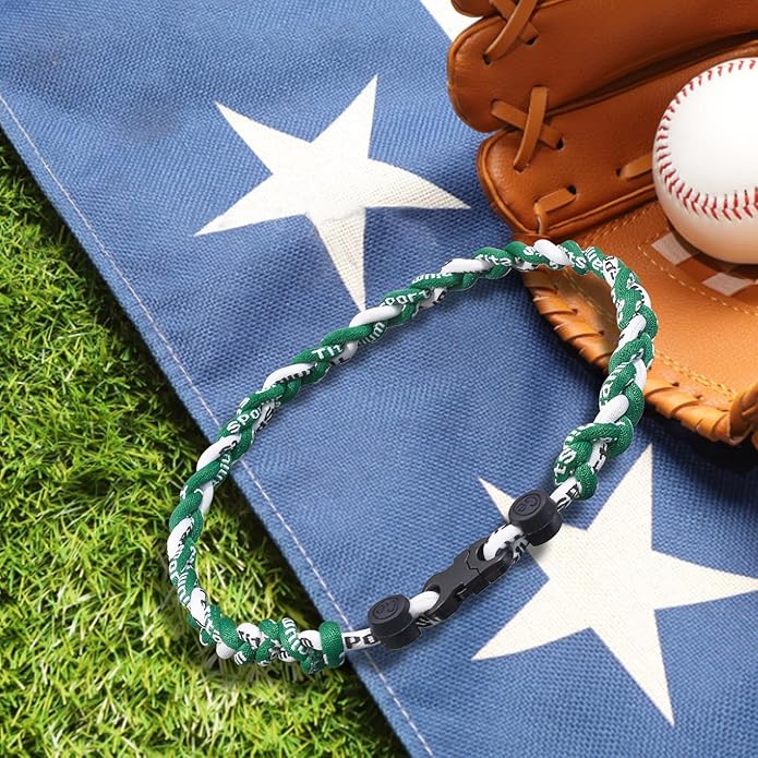 18inch Baseball Necklace,Fashion Tri-Braided Rope Tornado Necklace for Sports Fan