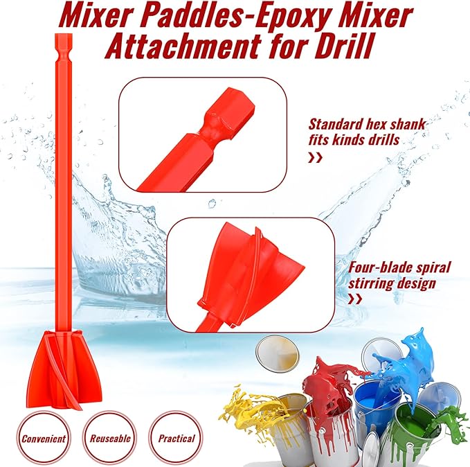12 Pieces Paint Mixer Drill Attachment, Helix Paint Mixer Resin Drill Mixer - Image 2