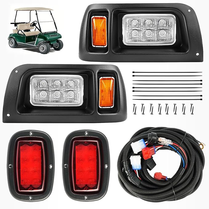 DRIVE UP Club Car LED Light Kit 12 Volt Headlight and Tail Light Assembly for 1993-Up Club Car DS Golf Cart OEM 101988001 101988002