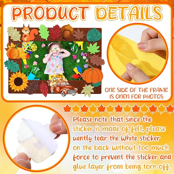 Ferraycle 232 Pcs Fall DIY Picture Frames Craft Kit Thanksgiving Felt Photo - Image 3