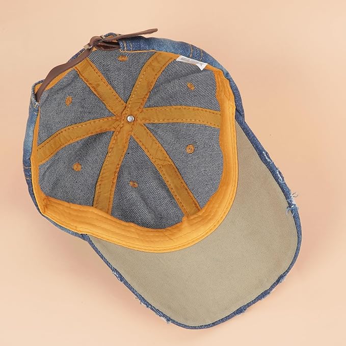 Hoce Fashion Rhinestone Denim Baseball Cap Studded Bling Hat for Women