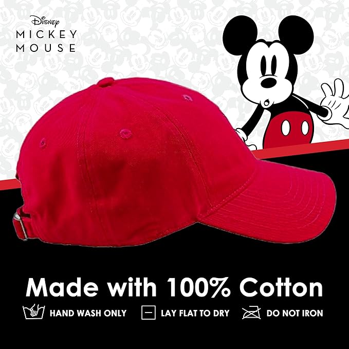 Disney Mickey Mouse Embroidered Cotton Adjustable Dad Hat with Curved Brim