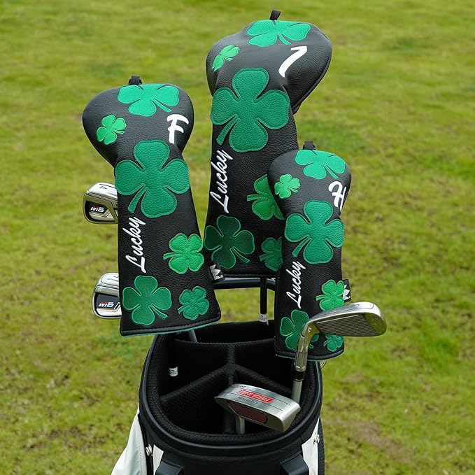 Craftsman Golf Green Lucky Clover Driver Wood Hybrid Headcover Blade Mallet Putter Cover for Scotty Cameron Taylormade Odyssey Also for Custom Version with Your Name Stitched