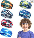6Pcs Breathable Sports Sweatbands for Kids - Ages 4-10 Boys Girls Sweat Wicking Non Slip Elastic Hairbands, Athletic Headbands Accessories Gifts for Football Soccer Basketball Baseball Dance