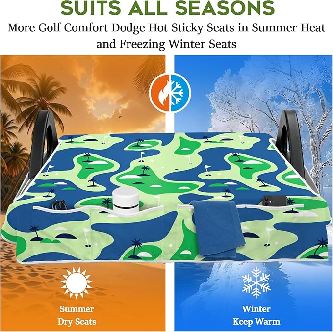 Golf Cart Seat Covers Club Car Golf Cart Accessories 4 Pockets Golf Carts Seat Towel Blanket for Men Women Golf Cart Decor