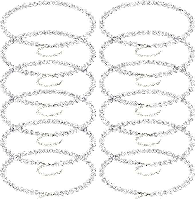 Landical 12 Pcs Bling Baseball Necklace Ice Beaded Baseball Necklace Cool Gifts Bulk for Team Players Lovers Fans