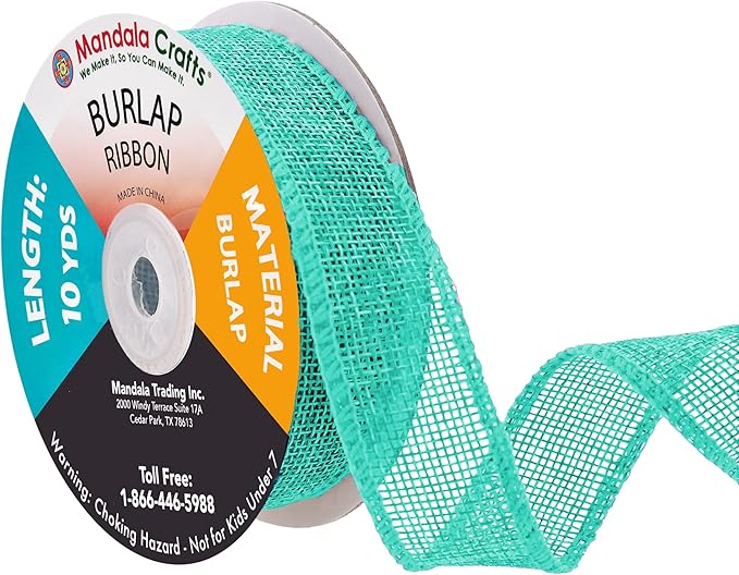 Mandala Crafts Turquoise Burlap Ribbon 1 Inch Wide Jute Ribbons by MandalaCrafts