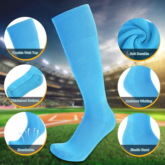 Baseball Socks and Belt Combo for Youth Adult - Softball Sock and Belt for Boys and Girls (2 Pairs of Socks & 1 Belt)