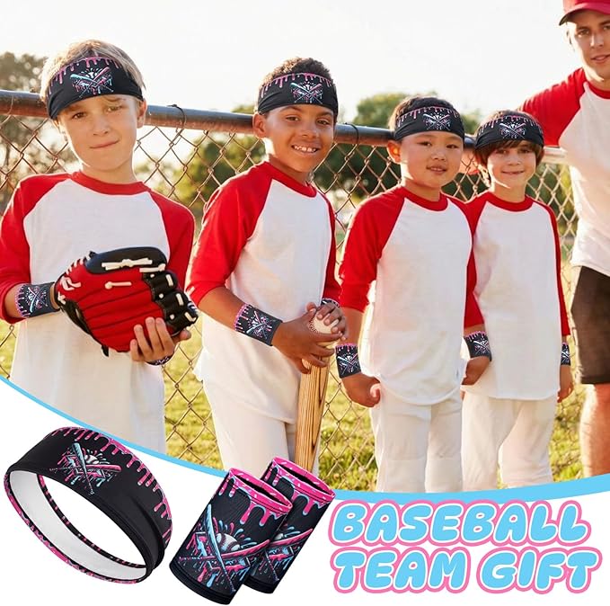 Soulchen Ice Cream Drip Baseball Headbands and Sports Wristbands for Athletes Baseball Football Basketball Running Gym Party Favors Suitable for Team Men Women