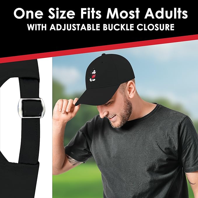 Disney Mickey Mouse Embroidered Cotton Adjustable Dad Hat with Curved Brim