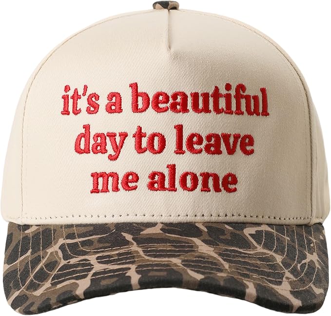 MIRMARU Two-Tone Vintage Canvas Trucker Hats for Men & Women, Adjustable Size Baseball Caps with Trendy Embroidered Design