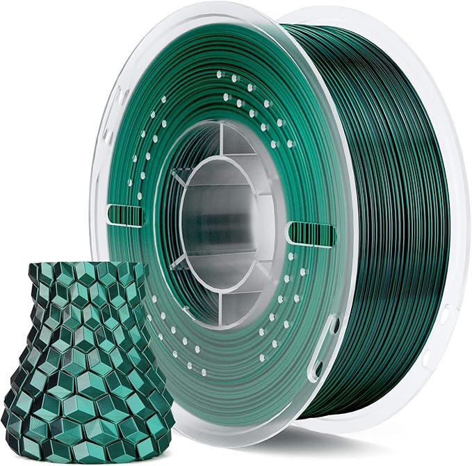 ELEGOO Silk PLA Filament 1.75mm Dual Color Black Green 1KG, Shiny 3D Printer by ELEGOO
