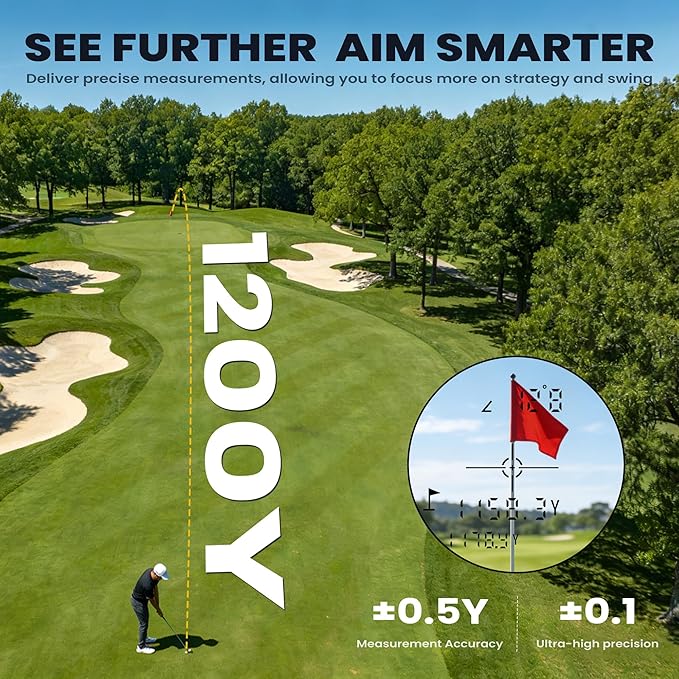 VXF Range Finder Golf, with Flag Lock Vibration (Class 1 Safe Laser), 6.5X Magnification, USB-C Rechargeable (Golf Accessories for Men)