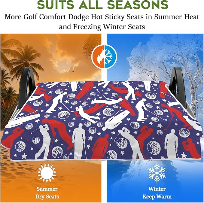 Golf Cart Seat Covers Club Car Golf Cart Accessories for Men Women Golf Carts Seat Towel Blanket 2-Seat Golf Cart Decorations