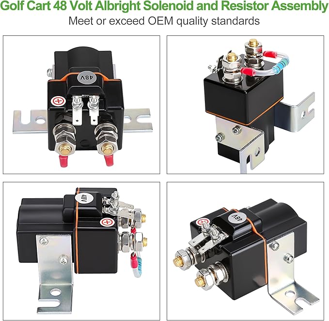 10L0L 48V Golf Cart Albright Solenoid and Resistor Assembly Compatible with Club Car DS 1995-up & Precedent 2004-08 Golf Cart Part Replaces OEM# 101908701 102774701 1014947