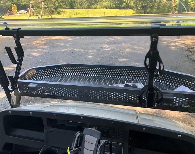 ECOTRIC Front Clay Cargo Utility Basket Compatible with EZGO TXT Golf Cart w/Mounting Brackets - NOT Fit RXV or ST Models (43.3 "X 13" X 4.3")