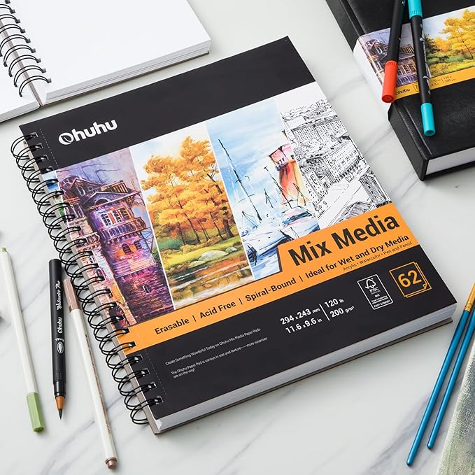 Mix Media Pad, Ohuhu Mixed Media Art Sketchbook, 120 LB/200 GSM Heavyweight - Image 7