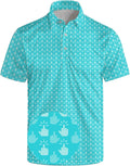 Golf Polo Shirts for Men Funny Print Short Sleeve Golf Shirts Performance Golf Polos