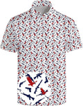 Golf Polo Shirts for Men Funny Print Short Sleeve Golf Shirts Performance Golf Polos