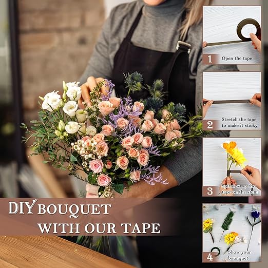 8 Packs Floral Tape, 1/2" Wide Flower Tape, Adhesive Florist Tape - Image 4
