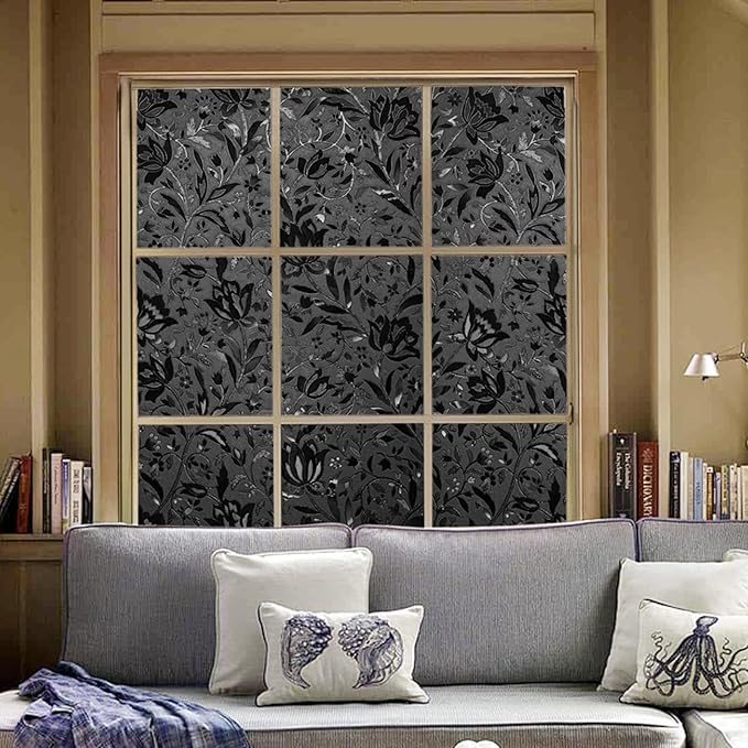 LEMON CLOUD Total Blackout Window Film Privacy Static Cling Frosted Black - Image 6